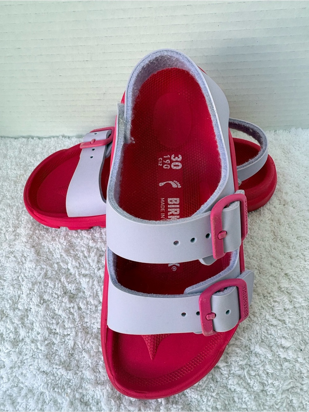 Birkenstock Mogami Girls Birko-Flor Purple Fog/Pink Back-Strap Sandals US 12